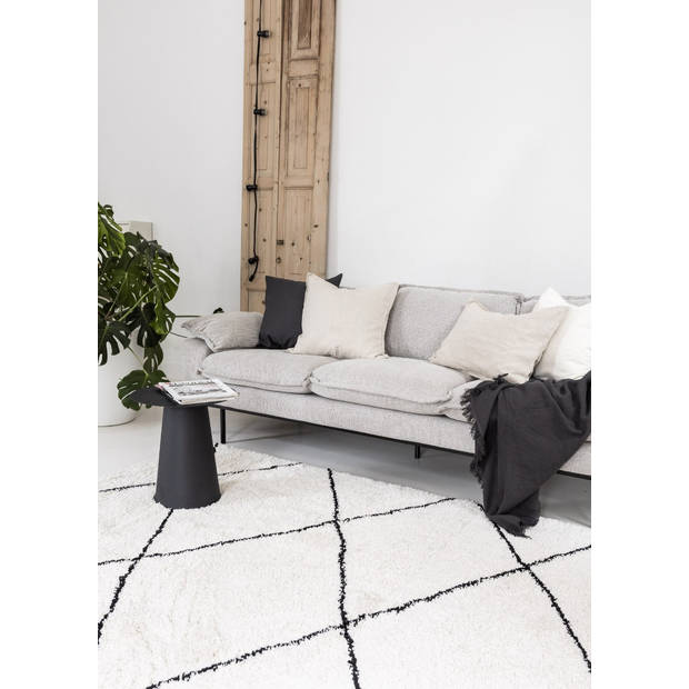 berber vloerkleed hoogpolig wit/zwart - scandinavisch - nea - interieur05