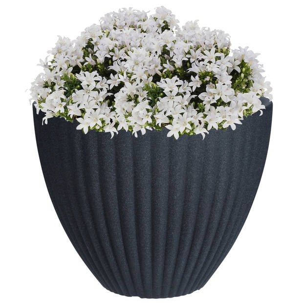 Pro Garden plantenpot/bloempot - 2x - Tuin - kunststof - antraciet grijs - D39 x H40 cm - Plantenpotten