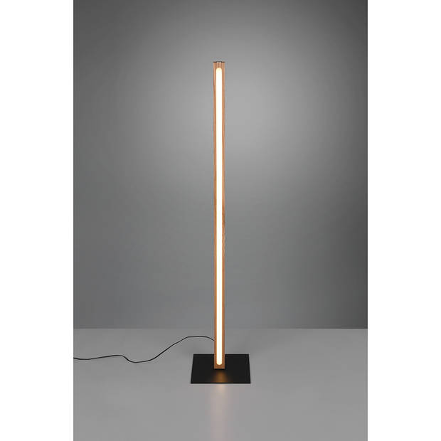 LED Vloerlamp - Trion Bulloni - 20W - Warm Wit 3000K - Rechthoek - Mat Bruin - Hout