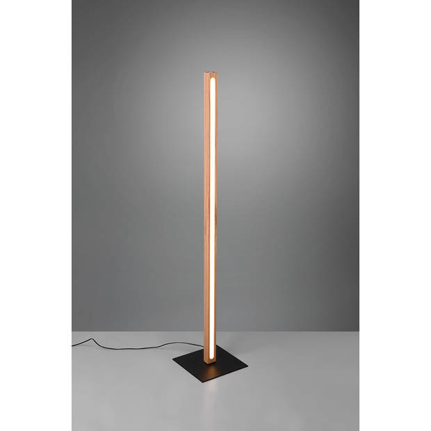 LED Vloerlamp - Trion Bulloni - 20W - Warm Wit 3000K - Rechthoek - Mat Bruin - Hout