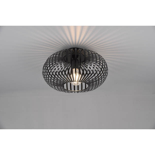 LED Plafondlamp - Plafondverlichting - Trion Johy - E27 Fitting - Rond - Industrieel - Mat Zwart - Aluminium - 30cm