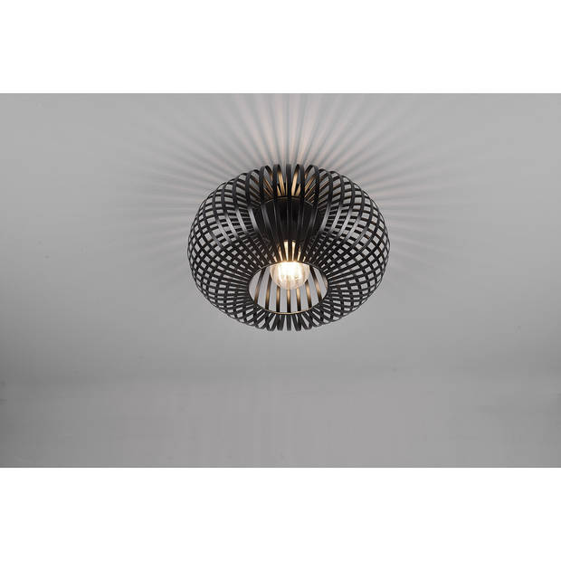 LED Plafondlamp - Plafondverlichting - Trion Johy - E27 Fitting - Rond - Industrieel - Mat Zwart - Aluminium - 30cm