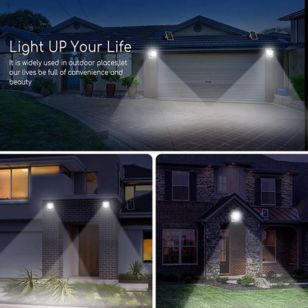 LED Floodlight op Zonne-energie - LED Schijnwerper - Aigi Florida - LED Solar Tuinverlichting Wandlamp -