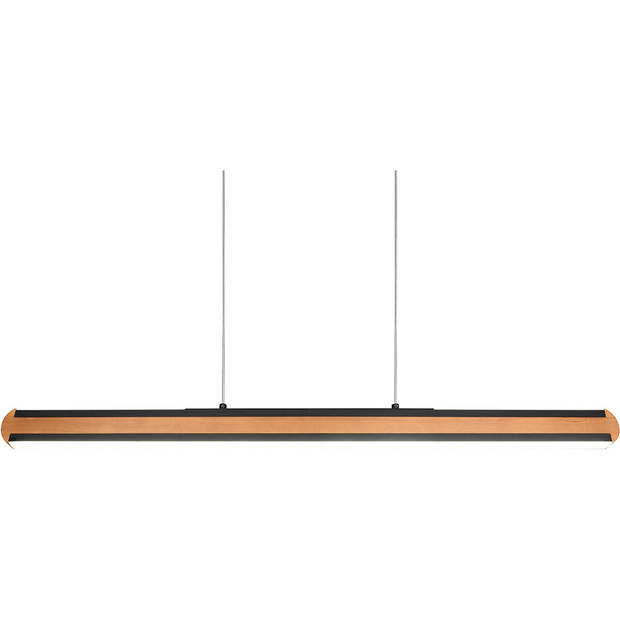 LED Hanglamp - Hangverlichting - Trion Dirkon Up and Down - 42W - Aanpasbare Kleur - Rechthoek - Mat Bruin/Zwart - Hout