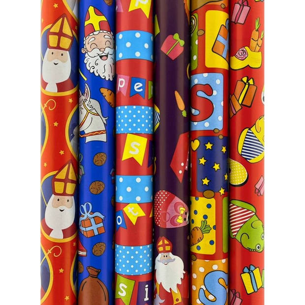 Sinterklaaspapier Inpakpapier Cadeaupapier Assortiment H2 - 70 cm x 3 meter - 10 rollen