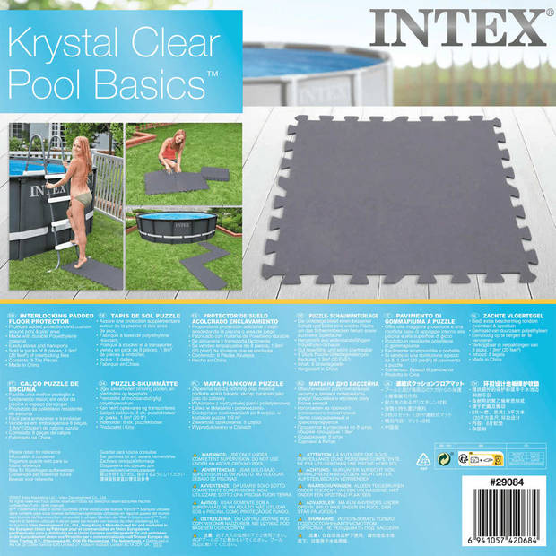 Intex 29084 Krystal Clear Zwembadtegels 8 Stuks Grijs