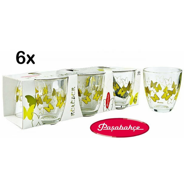 Pasabahce - Vlinder - Gedessineerde Glazen - Water - Sapglas - 285 ml - 6 stuks