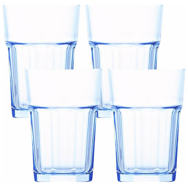 Longdrink - Longdrinkglas - Limonadeglazen - 12 x 8 cm - 365ml - Blauw - 4 Stuk
