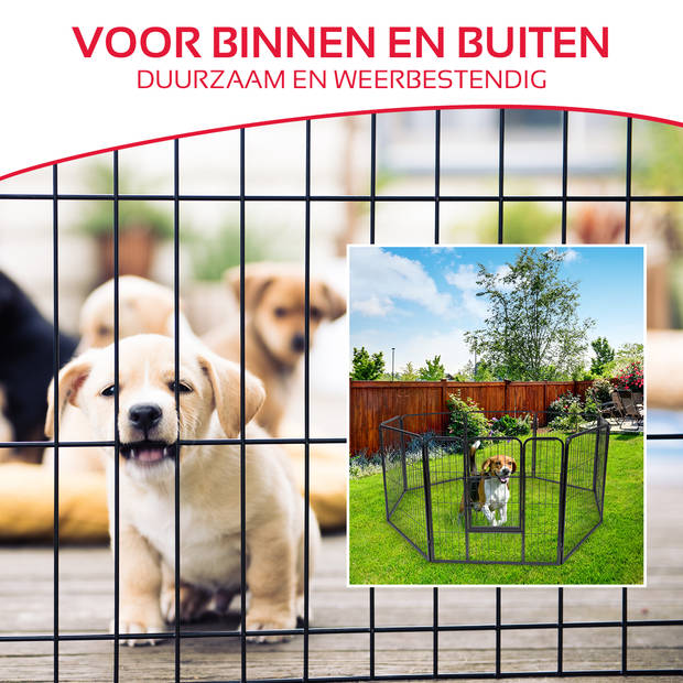 maxxpro Hondenren - 210 x 80 CM - Opvouwbaar - Hondenbench - Puppyren - Metaal - Zwart