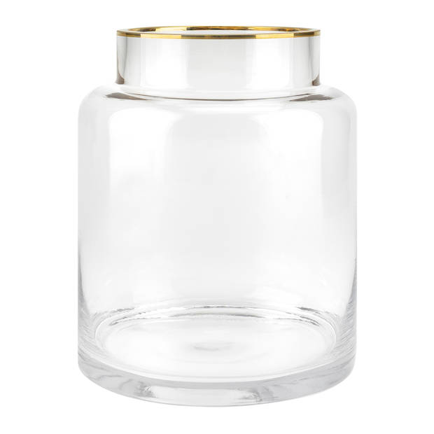 QUVIO Vaas met gouden randje - 18 cm - Glas