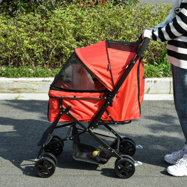 Zenzee - Hondenbuggy - Opvouwbaar - Parkeerrem - Opbergruimte - Rood