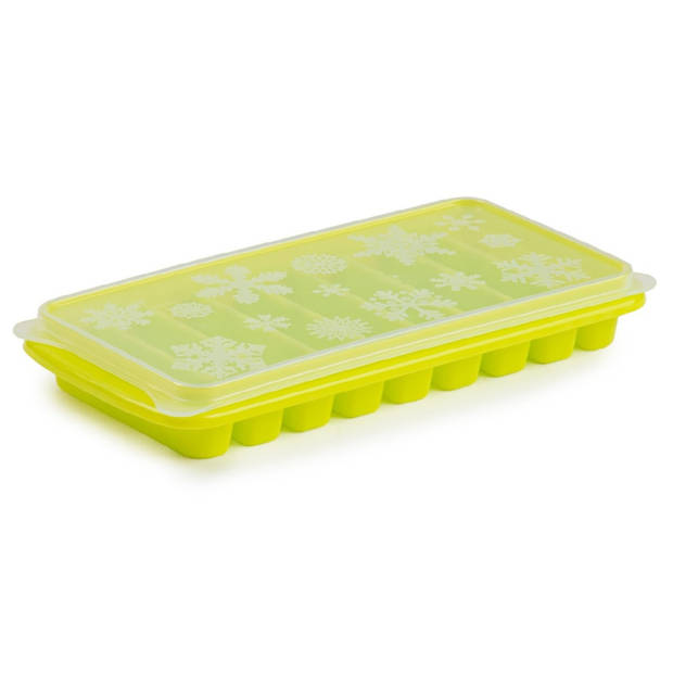 2x stuks Trays met Flessenhals ijsblokjes/ijsklontjes staafjes vormpjes 10 vakjes kunststof groen - IJsblokjesvormen