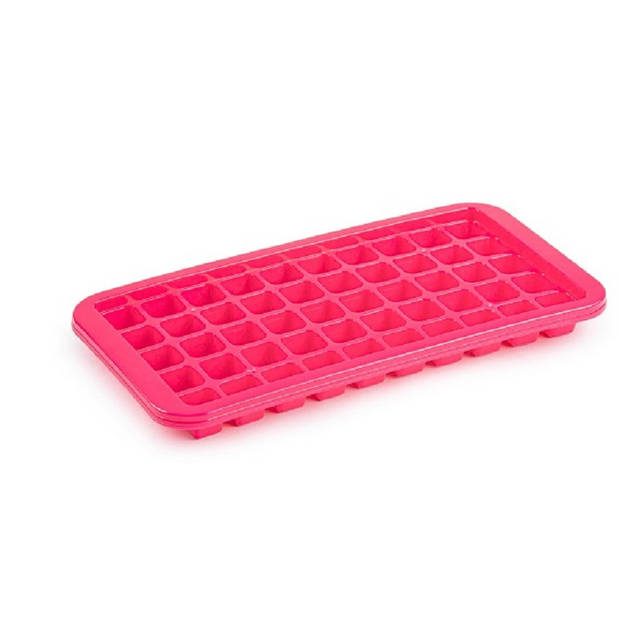 2x stuks Trays met Cocktail ijsblokjes/ijsklontjes vormen 50 vakjes kunststof roze - IJsblokjesvormen
