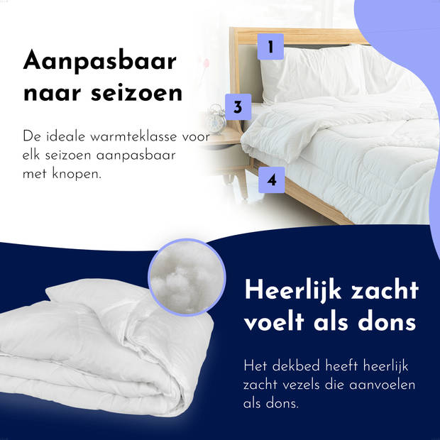 LILLA24 200x200 - Luxe 4 seizoenen dekbed - Anti allergie met twee delen - Zomerdekbed & winterdekbed