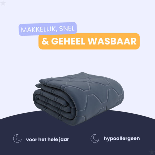 HappyBed Donkerblauw 200x200 - Wasbaar dekbed zonder overtrek - Bedrukt dekbed zonder hoes