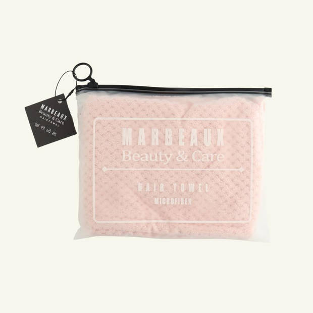 MARBEAUX Haarhanddoek - Hair towel - Hoofdhanddoek - Microvezel - Licht roze - Handdoek
