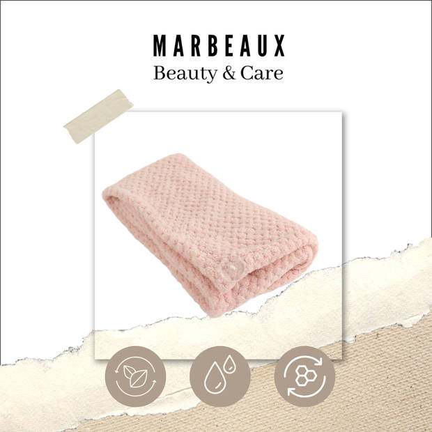 MARBEAUX Haarhanddoek - Hair towel - Hoofdhanddoek - Microvezel handdoek krullend haar - Licht roze - Handdoek