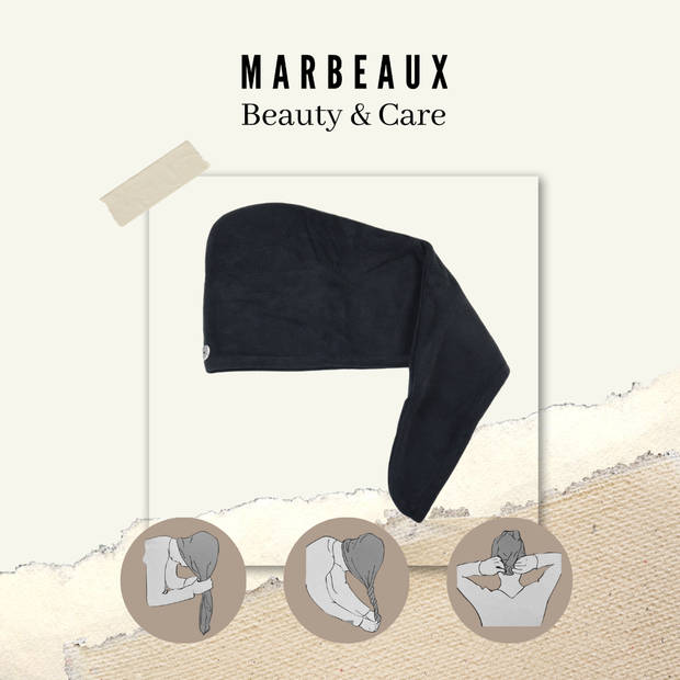 MARBEAUX Haarhanddoek - Hair towel - Hoofdhanddoek - Microvezel handdoek krullend haar - Zwart - Handdoek