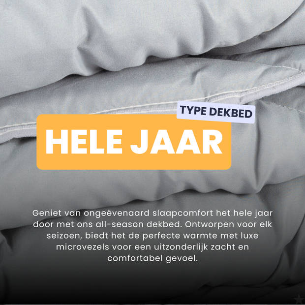 HappyBed Grijs 200x200 - Wasbaar dekbed zonder overtrek - Bedrukt dekbed zonder hoes