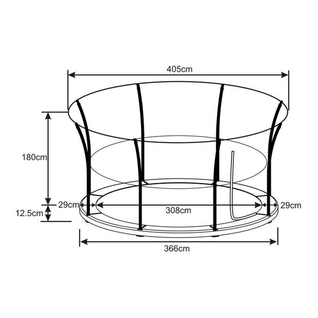 AXI Denver Trampoline met veiligheidsnet Ø 366 cm Zwart Inground trampoline voor kinderen