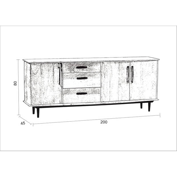 Livingfurn - Dressoir Elias 200cm - Mangohout