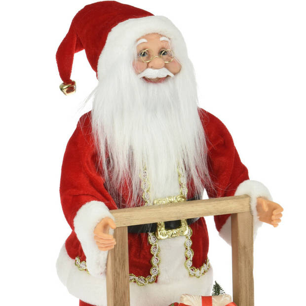 Christmas Decoration Kerstman pop - op slee - H45 cm - rood - Kerstman pop