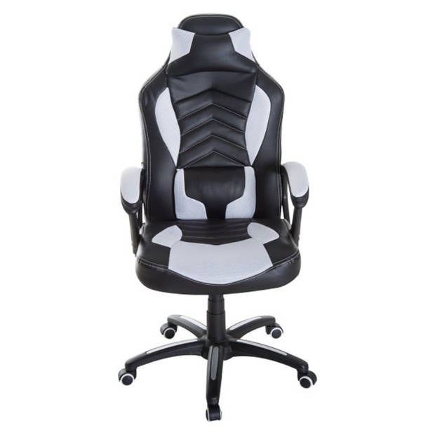 Ergonomische Bureaustoel - Gamestoel - Gamechair - Massage functie - Warmtefunctie - Kunstleer - Zwart/Wit