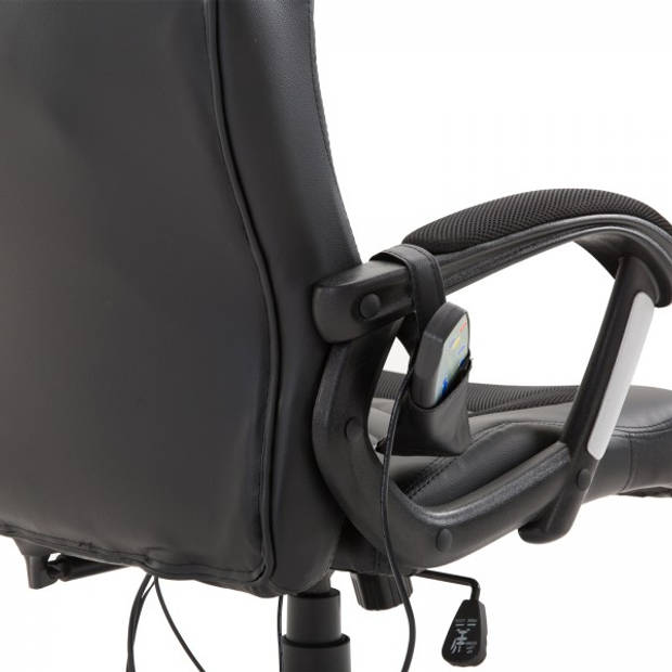 Ergonomische Bureaustoel - Gamestoel - Gamechair - Massage functie - Warmtefunctie - Kunstleer - Zwart
