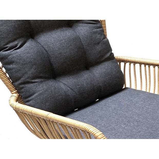 Loungestoel Dex met voetenbankje Bamboe