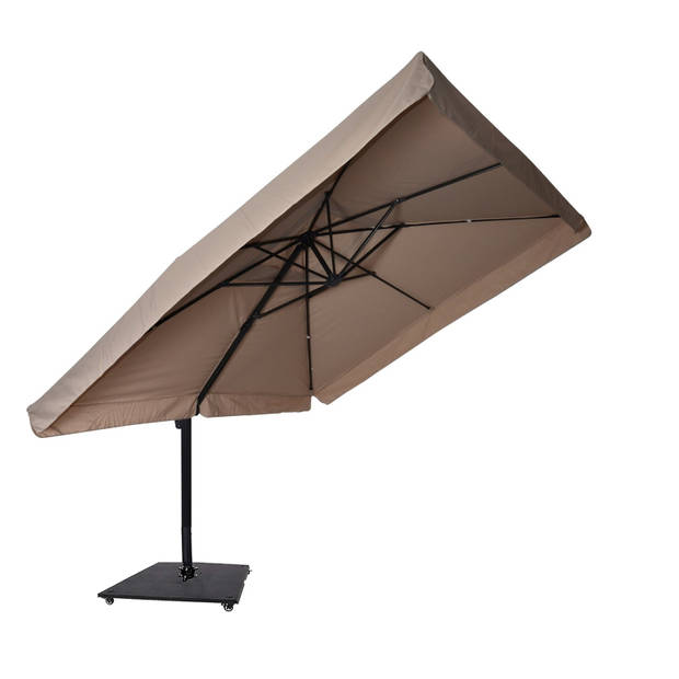 Zweefparasol Virgo Taupe 300 x 300 cm - inclusief zware parasolvoet