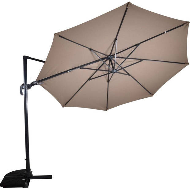 Zweefparasol VirgoFlex Taupe Ø350 cm - inclusief kruisvoet