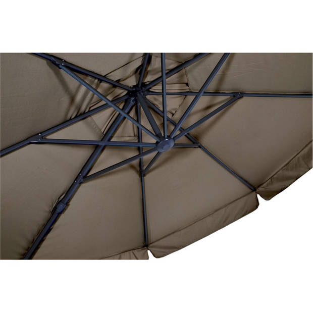 Zweefparasol Virgo Taupe Ø350 cm - inclusief kruisvoet