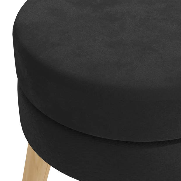 vidaXL Hocker rond fluweel zwart