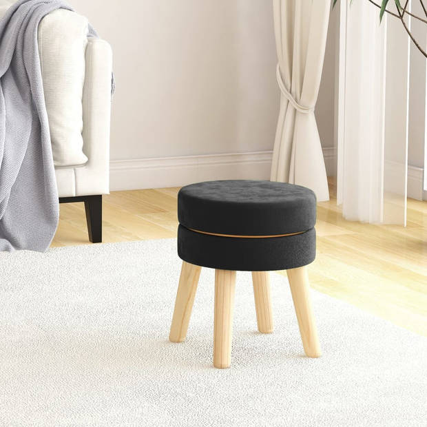 vidaXL Hocker rond fluweel zwart