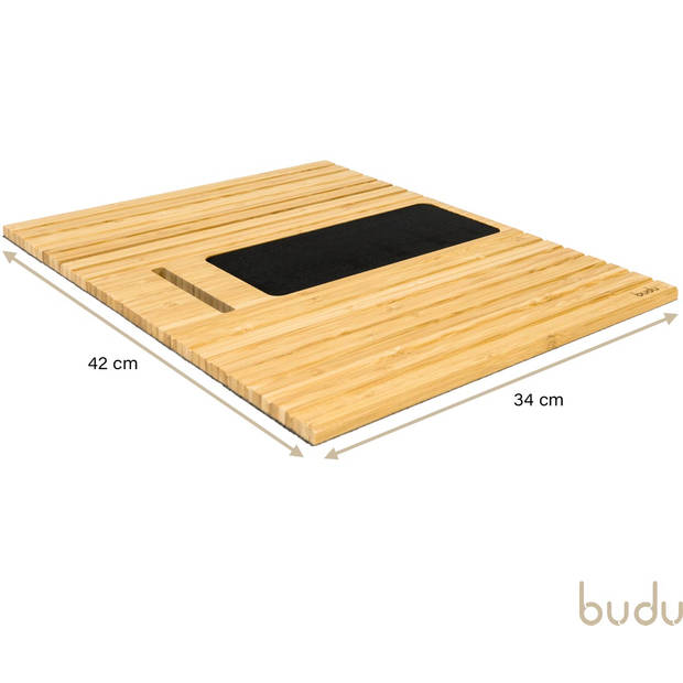 Budu Armleuning dienblad voor bank – Flexibel – Armleuning organizer – Bamboe hout – Anti slip - Telefoonhouder
