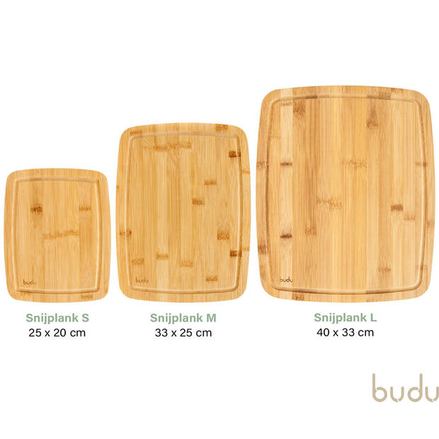 Budu Snijplankenset 3 stuks - Snijplanken bamboe - Snijplank hout - Grote snijplank - Keukenplanken