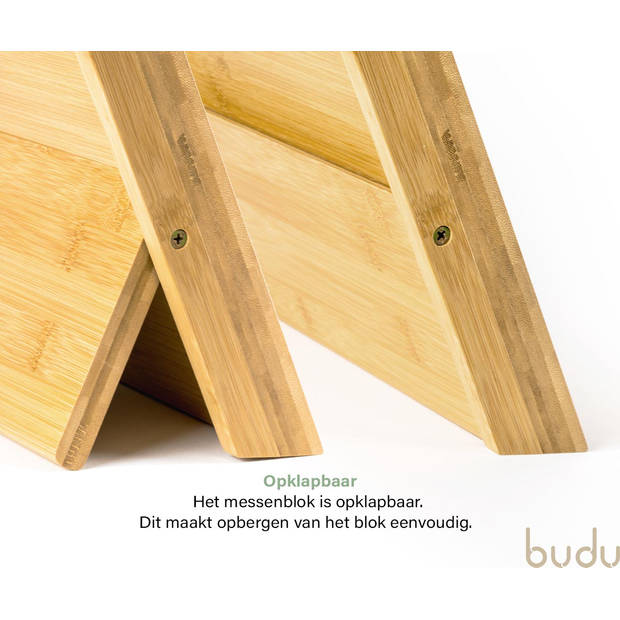 Budu Messenblok zonder messen – Magnetisch – Messenmagneet - Bamboe hout
