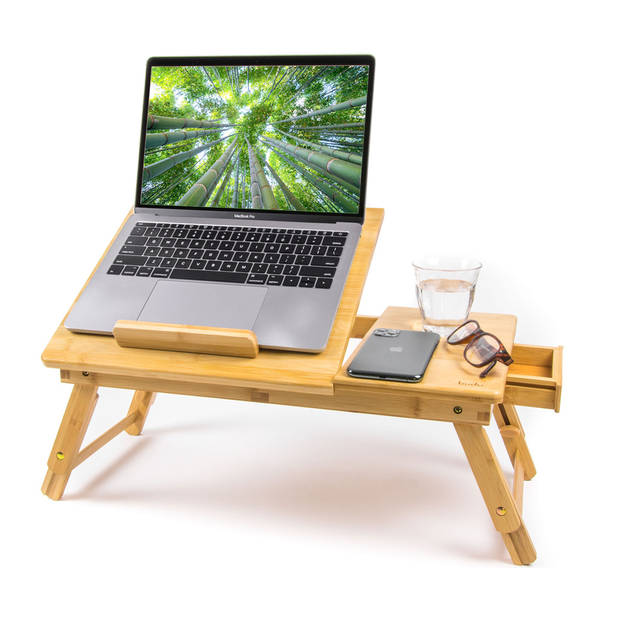 Budu Laptoptafel - Bedtafel - Banktafel - Laptoptafel verstelbaar - Laptoptafeltje Bamboe hout - Laptopstandaard