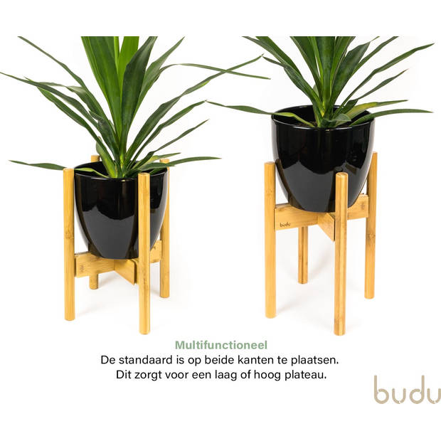 Budu Plantenstandaard binnen – Plantenhouder – Plantentafel - Bamboe Hout - Ø 20 tot 30cm