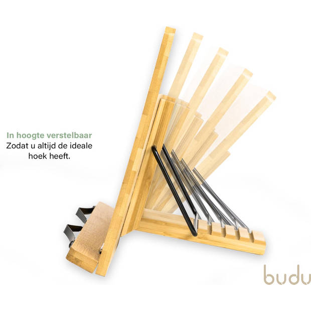 Budu Boekenstandaard – Boekenhouder – Book holder – Boekenstandaard bamboe hout – Leesstandaard – Verstelbaar
