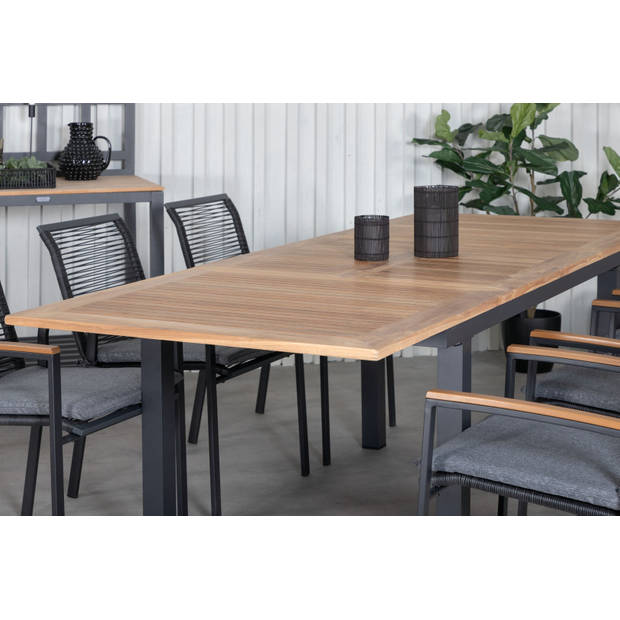 Panama tuinmeubelset tafel 90x152/210cm en 6 stoel Dallas zwart, naturel.