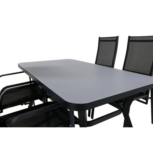 Virya tuinmeubelset tafel 90x160cm en 4 stoel Copacabana zwart, grijs.