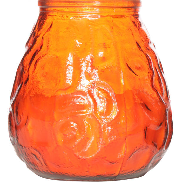 Set van 3x stuks oranje Lowboy buiten tafel sfeer kaarsen 10 cm 40 branduren in glas - Waxinelichtjes