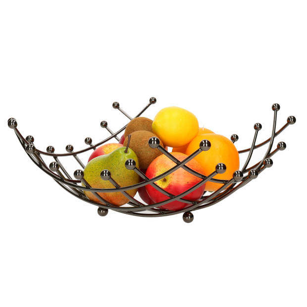 Metalen fruitmand/fruitschaal zwart vierkant 31 x 31 x 13 cm - Fruitschalen