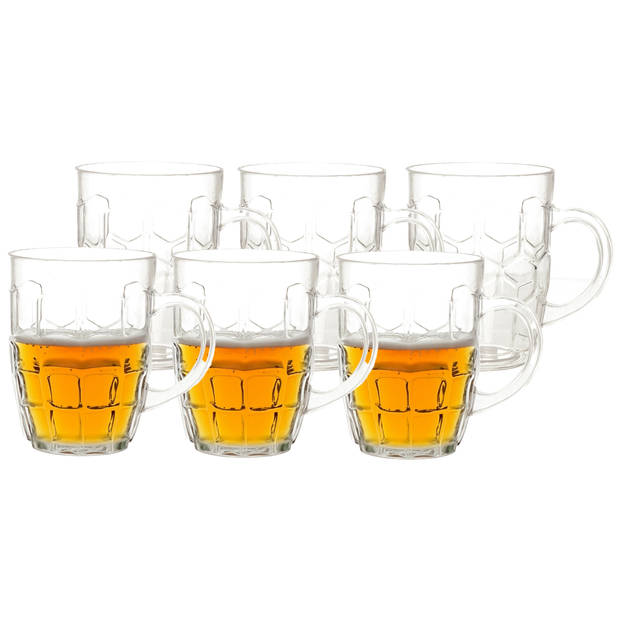 6x stuks onbreekbare bierpul transparant kunststof 50 cl/500 ml - Bierglazen