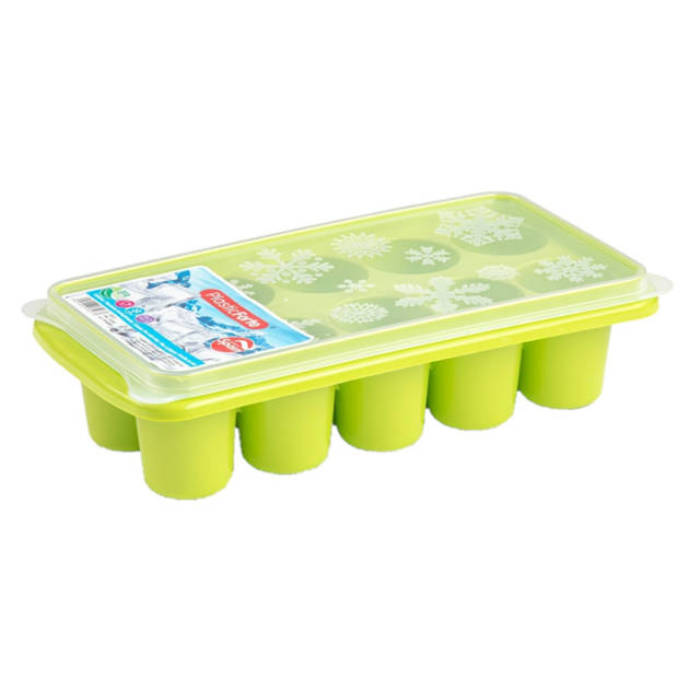 2x stuks Trays met dikke ronde blokken ijsblokjes/ijsklontjes vormpjes 10 vakjes kunststof groen - IJsblokjesvormen
