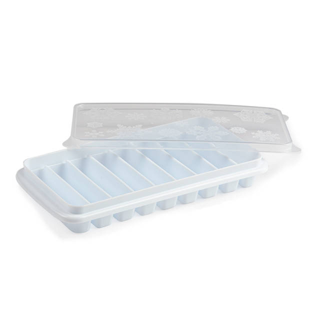 Tray met Flessenhals ijsblokjes/ijsklontjes staafjes vormpjes 10 vakjes kunststof wit - IJsblokjesvormen