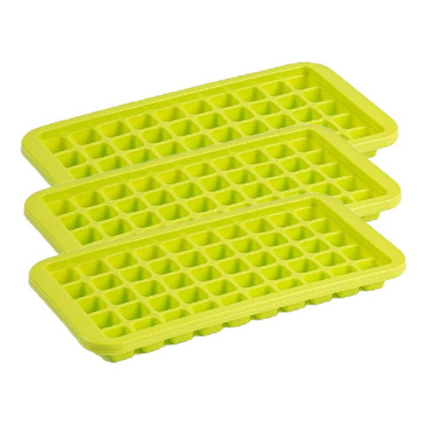 3x stuks Trays met Cocktail ijsblokjes/ijsklontjes vormen 50 vakjes kunststof groen - IJsblokjesvormen