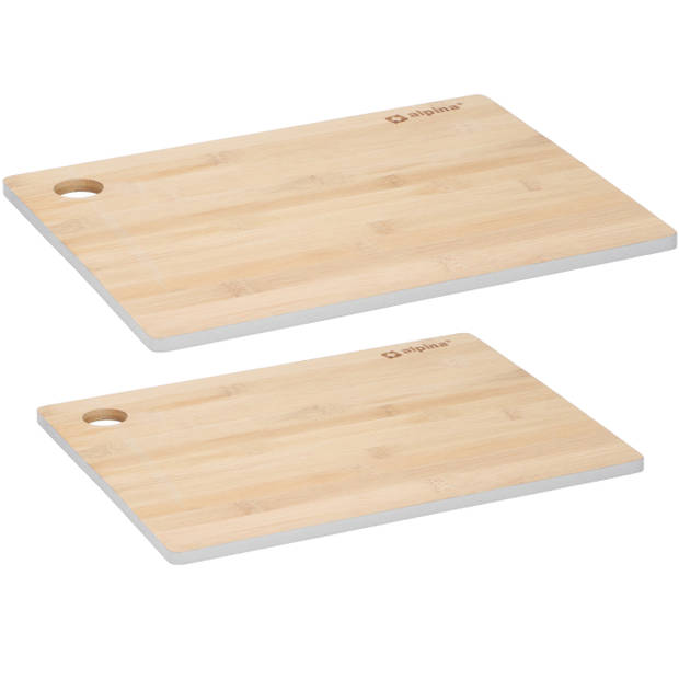 Set van 2x stuks snijplanken grijze rand 23 en 28 cm van bamboe hout - Snijplanken