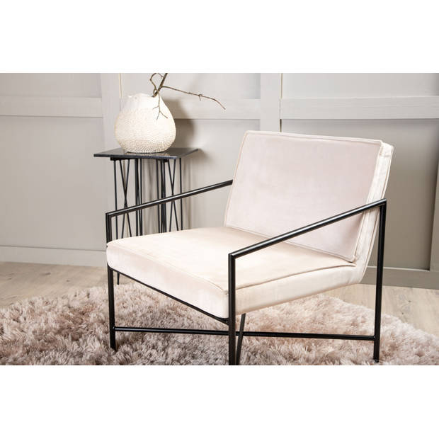 Rakel fauteuil velours beige.